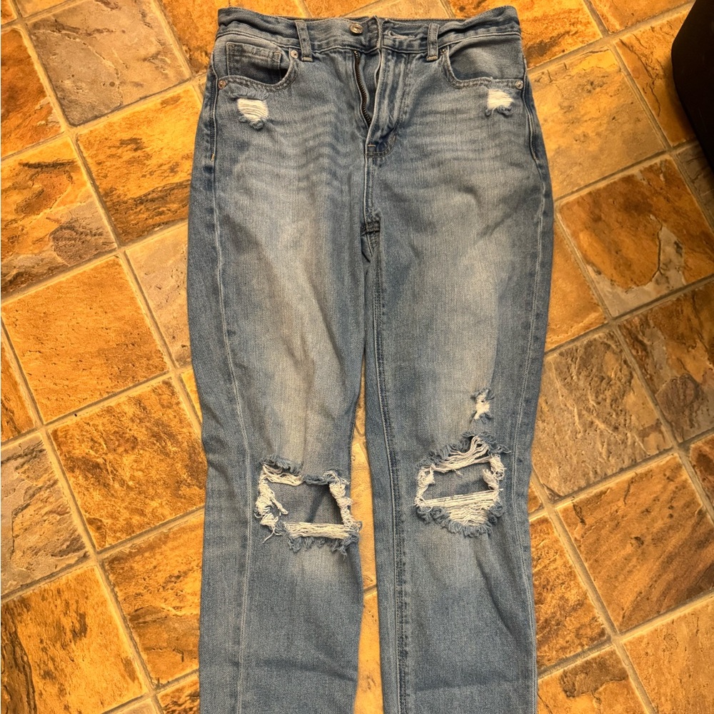 American Eagle Outfitters Blue Distressed Boyfriend Jeans